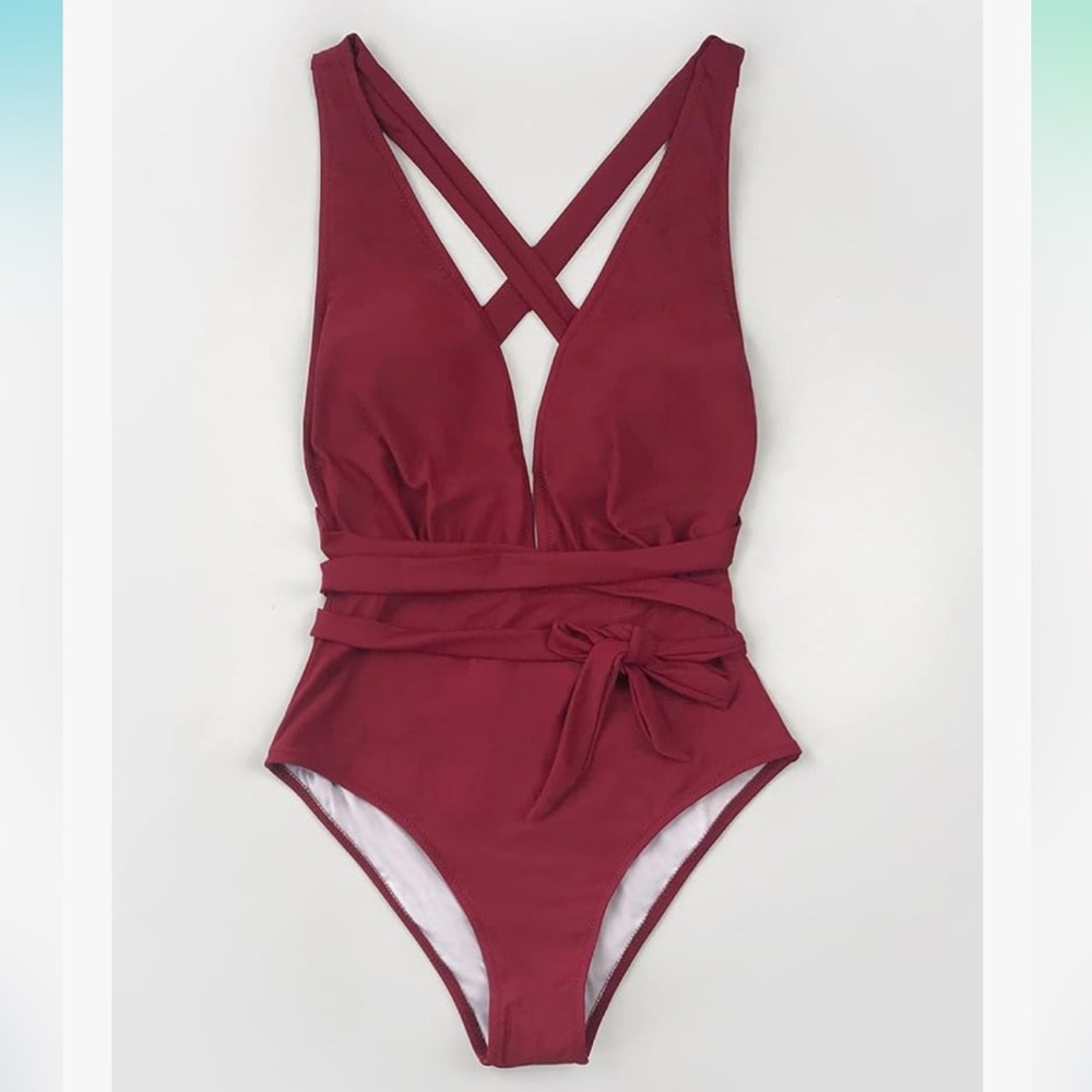 Burgundy One Piece Swimsuit